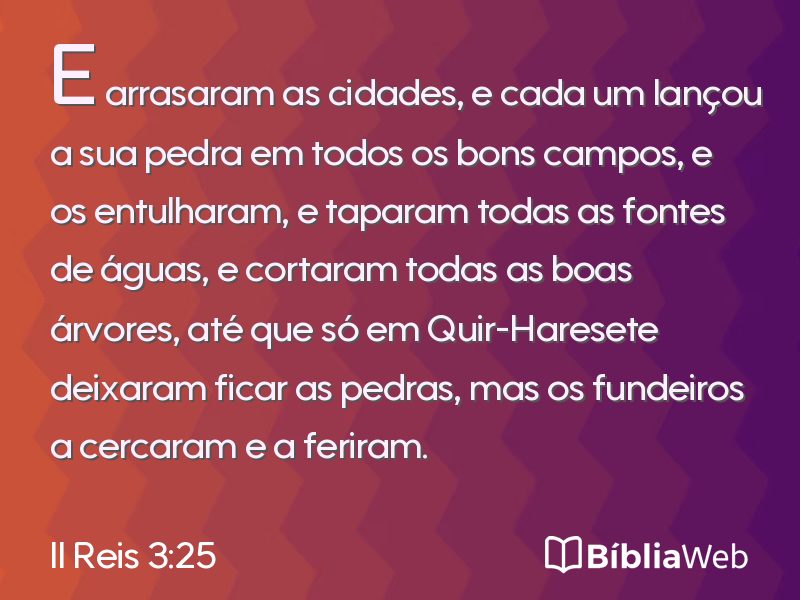 II Reis 3:25 em imagem para compartilhar