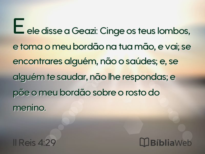 II Reis 4:29 em imagem para compartilhar