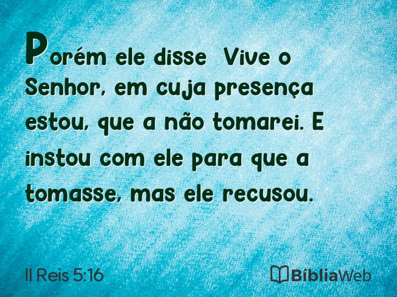 II Reis 5:16 em imagem para compartilhar