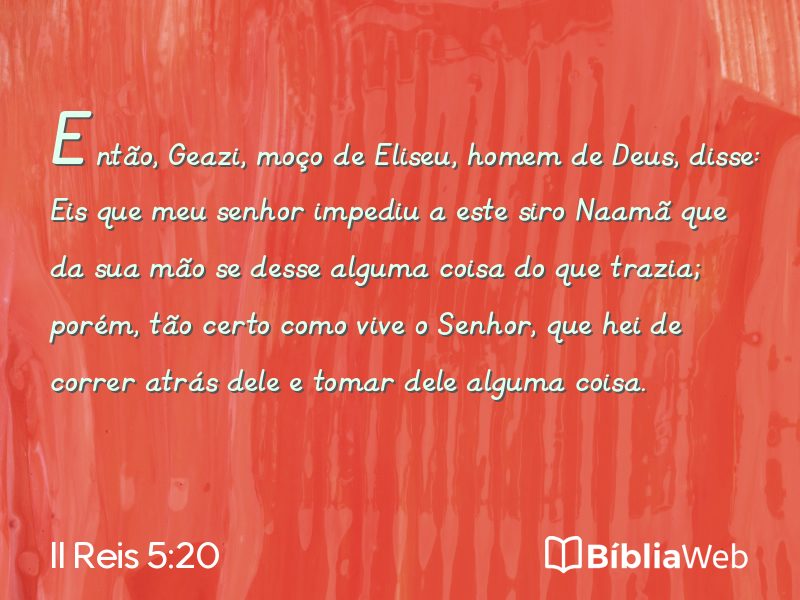 II Reis 5:20 em imagem para compartilhar