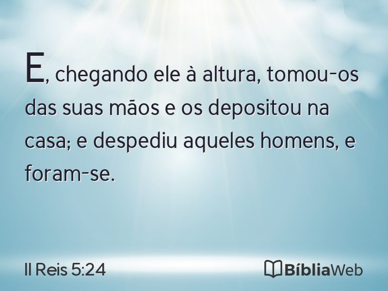 II Reis 5:24 em imagem para compartilhar