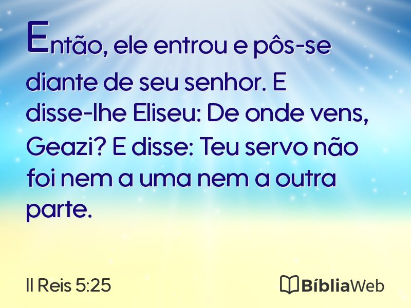 II Reis 5:25 em imagem para compartilhar