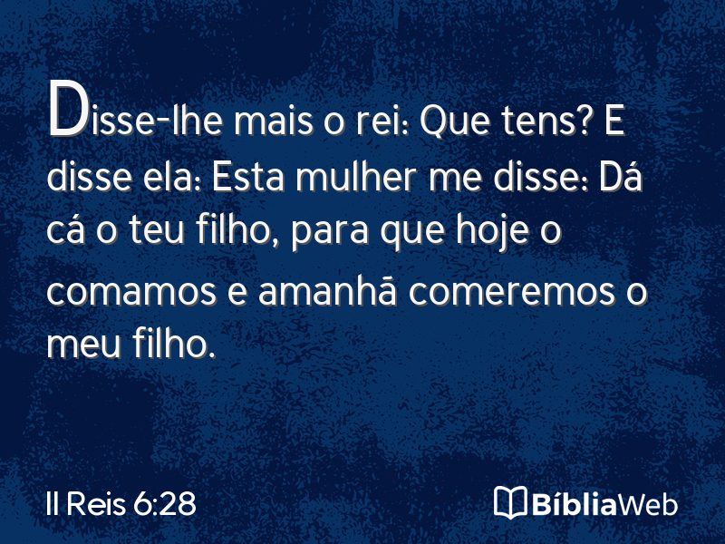 II Reis 6:28 em imagem para compartilhar