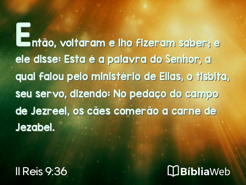 II Reis 9:36 em imagem para compartilhar