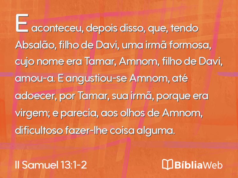 II Samuel 13:1-2 em imagem para compartilhar