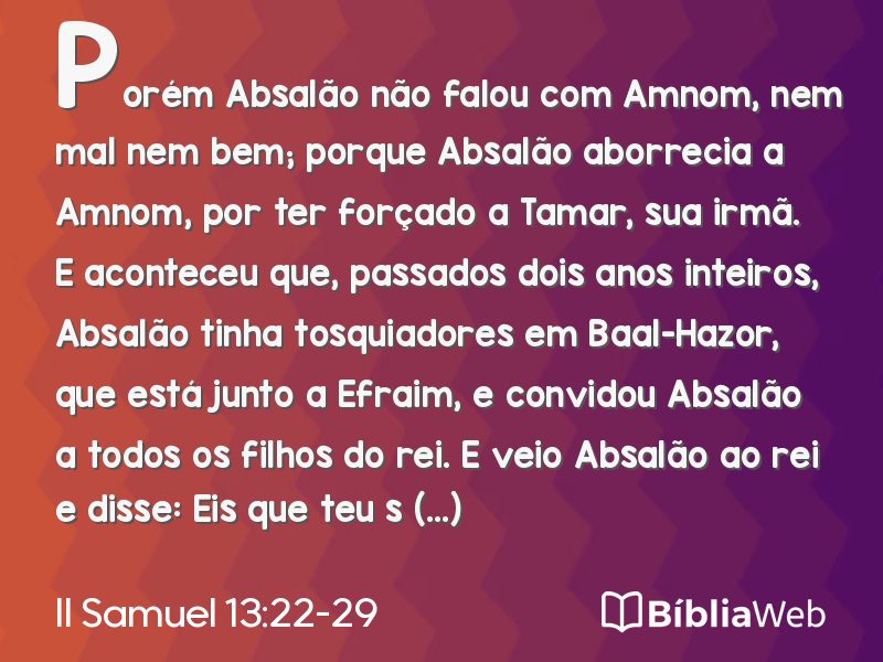 II Samuel 13:22-29 em imagem para compartilhar