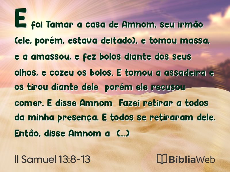 II Samuel 13:8-13 em imagem para compartilhar