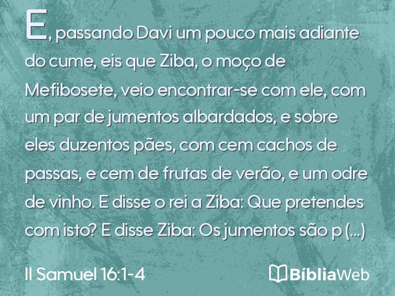 II Samuel 16:1-4 em imagem para compartilhar