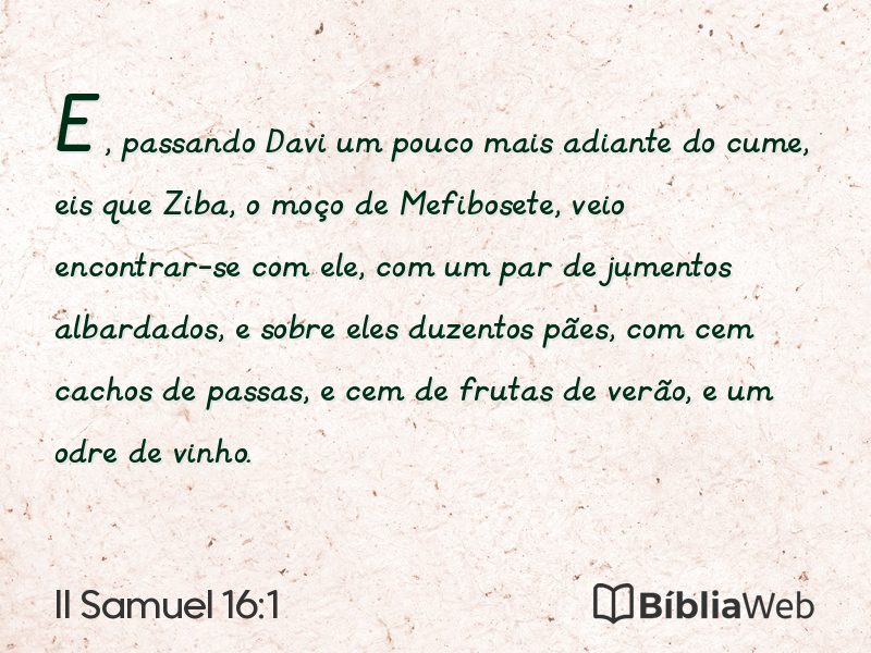 II Samuel 16:1 em imagem para compartilhar