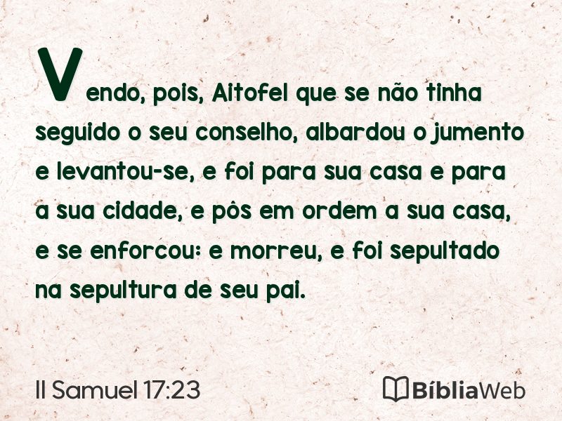 II Samuel 17:23 em imagem para compartilhar