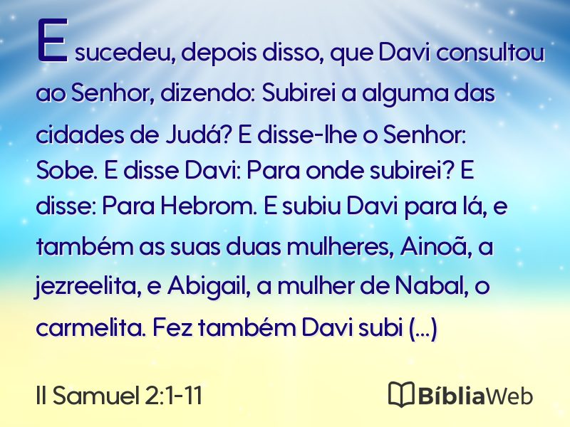 II Samuel 2:1-11 em imagem para compartilhar