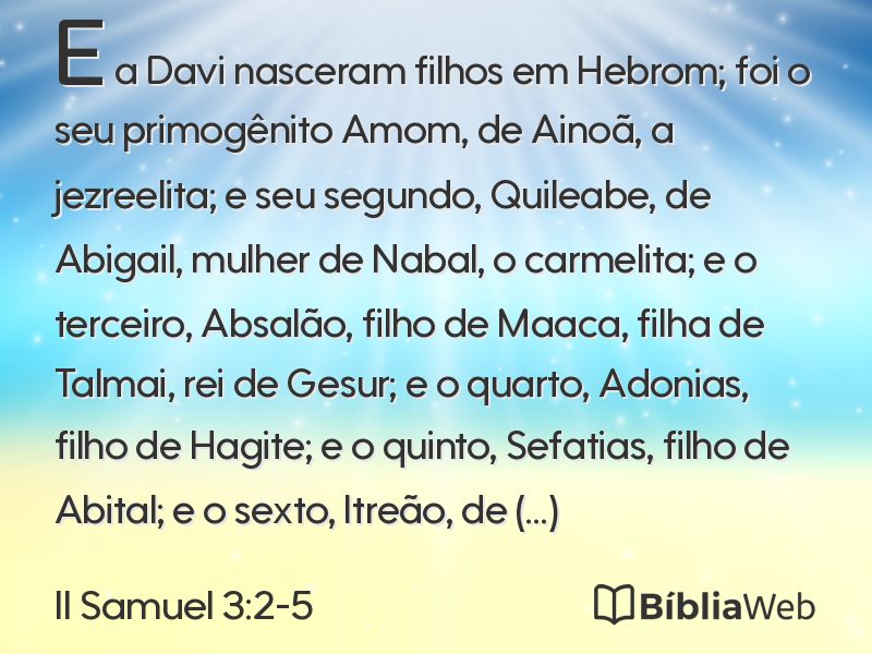 II Samuel 3:2-5 em imagem para compartilhar