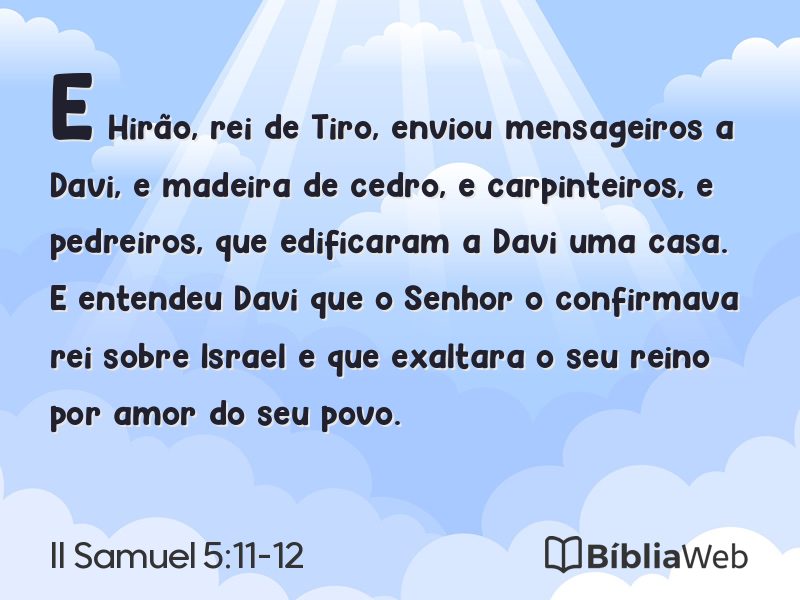II Samuel 5:11-12 em imagem para compartilhar