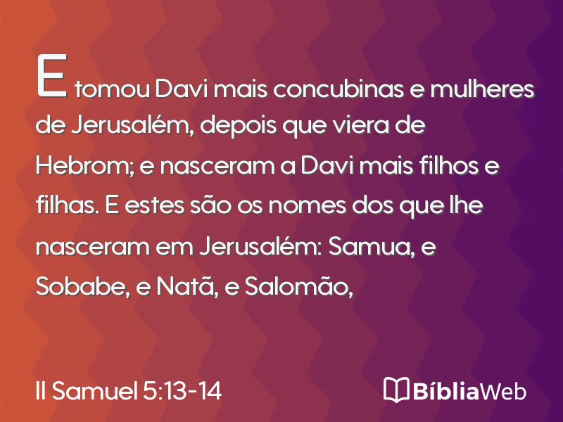 II Samuel 5:13-14 em imagem para compartilhar