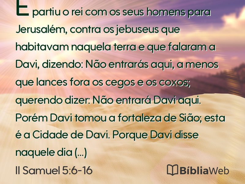 II Samuel 5:6-16 em imagem para compartilhar
