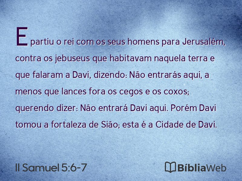 II Samuel 5:6-7 em imagem para compartilhar