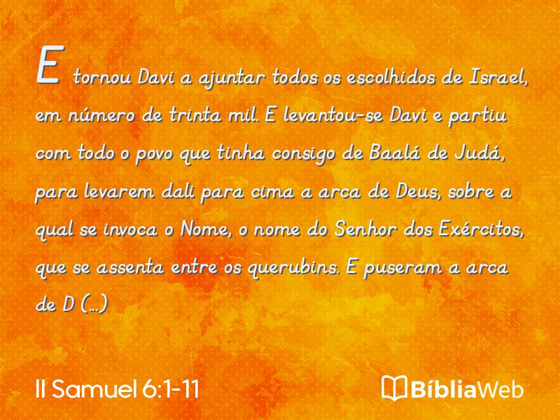 II Samuel 6:1-11 em imagem para compartilhar
