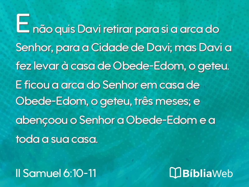 II Samuel 6:10-11 em imagem para compartilhar