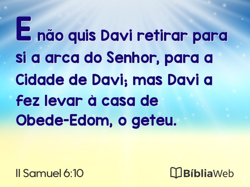 II Samuel 6:10 em imagem para compartilhar