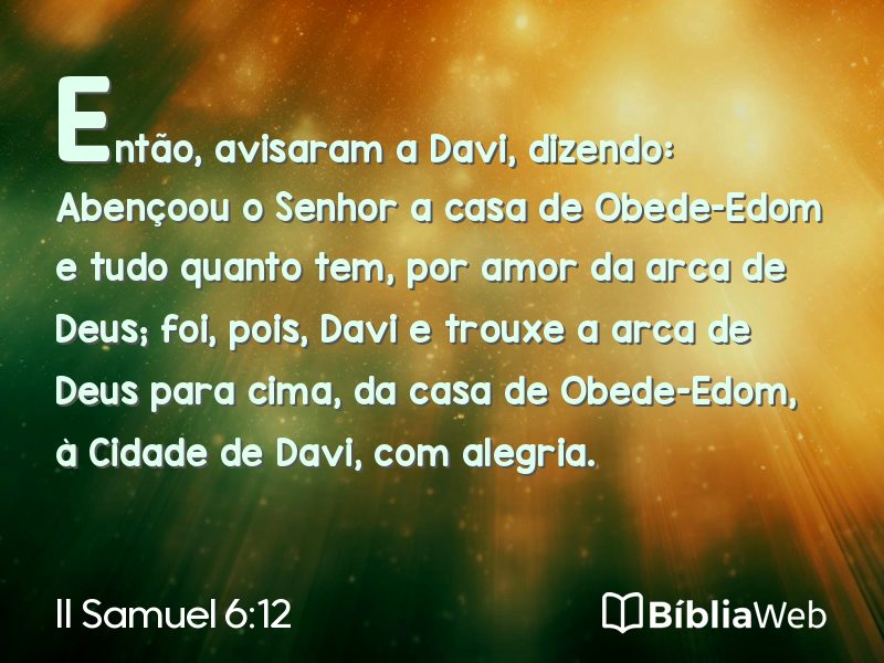 II Samuel 6:12 em imagem para compartilhar