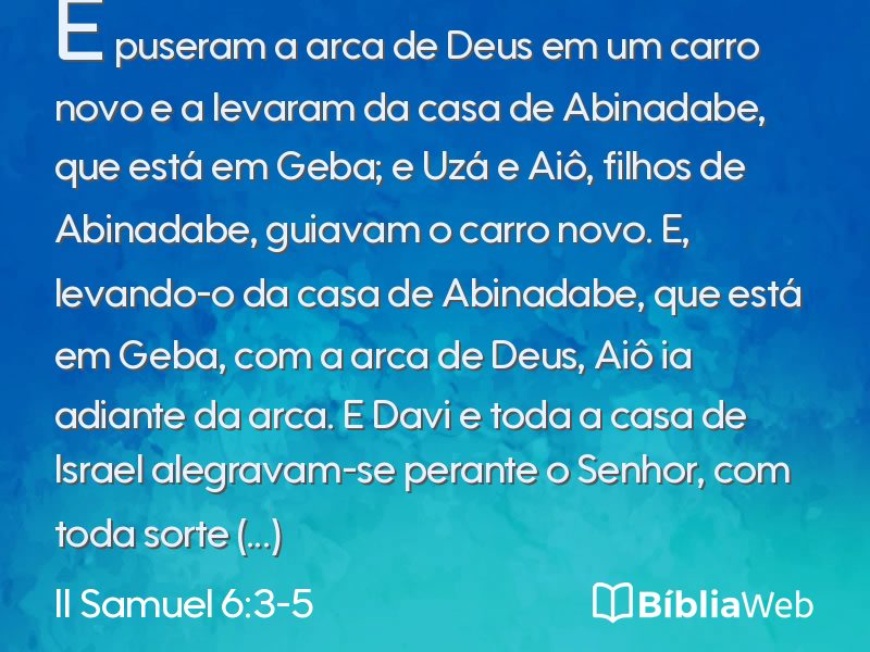 II Samuel 6:3-5 em imagem para compartilhar