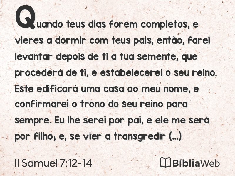 II Samuel 7:12-14 em imagem para compartilhar