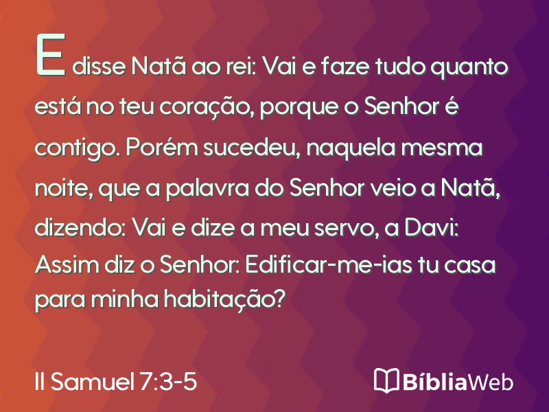 II Samuel 7:3-5 em imagem para compartilhar