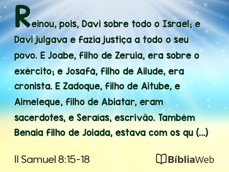 II Samuel 8:15-18 em imagem para compartilhar