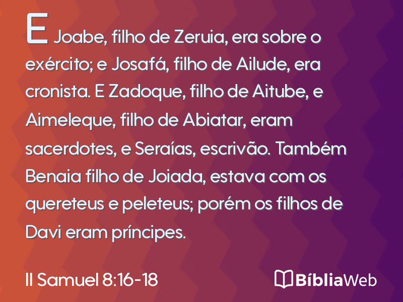 II Samuel 8:16-18 em imagem para compartilhar