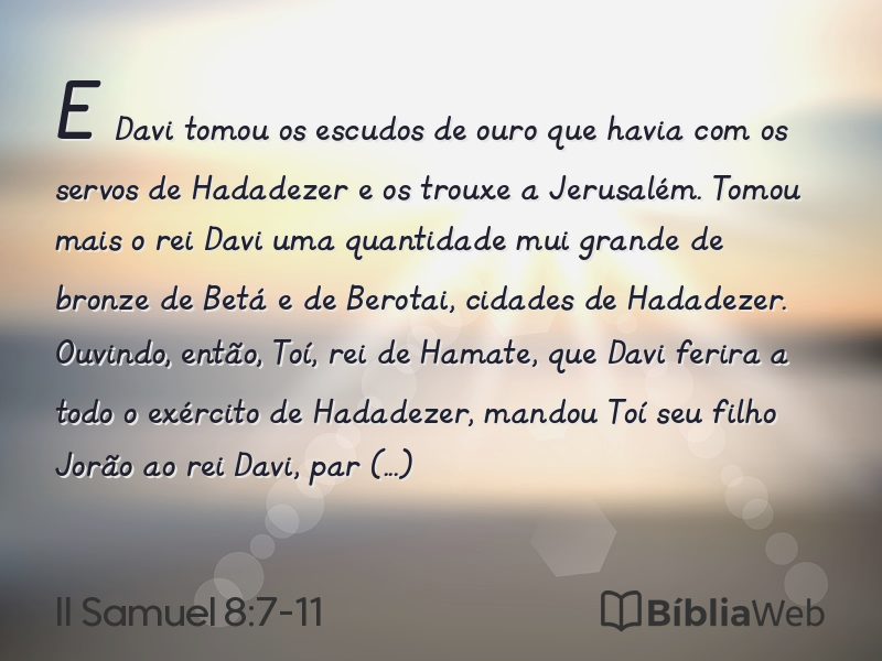 II Samuel 8:7-11 em imagem para compartilhar
