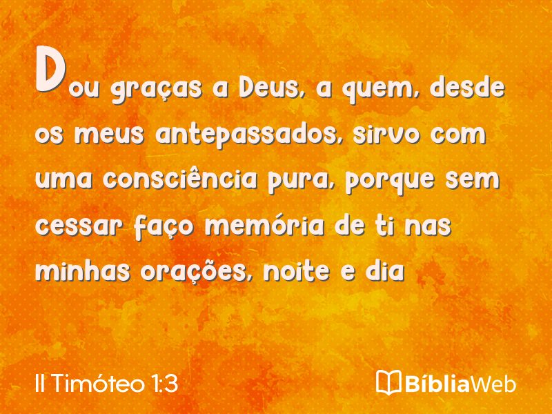 II Timóteo 1:3 em imagem para compartilhar