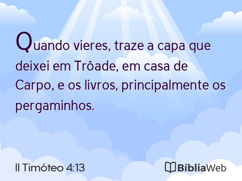 II Timóteo 4:13 em imagem para compartilhar