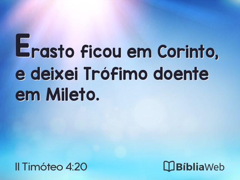 II Timóteo 4:20 em imagem para compartilhar