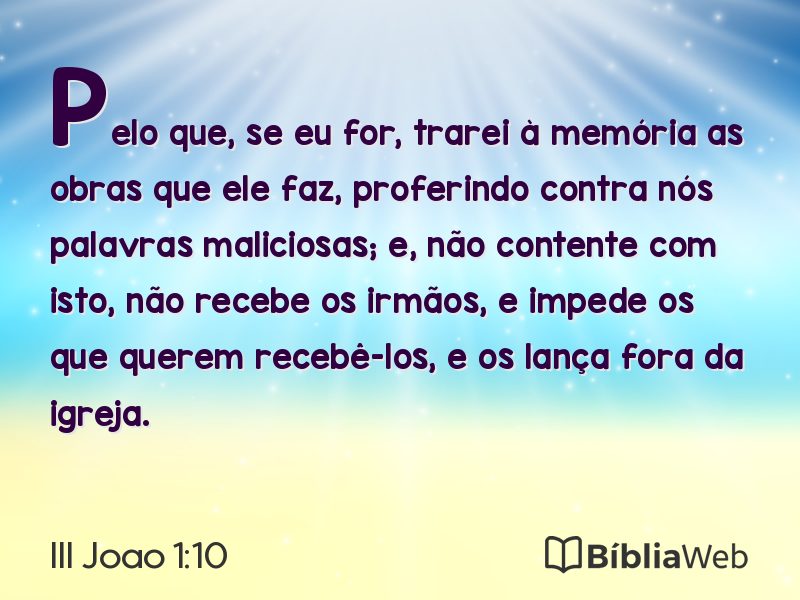III Joao 1:10 em imagem para compartilhar