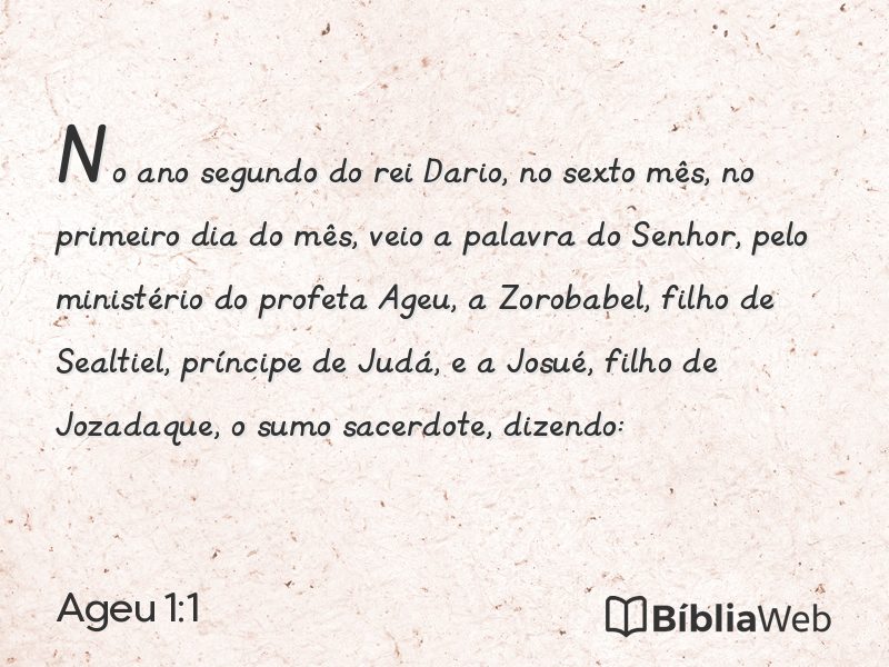 Ageu 1:1 em imagem para compartilhar