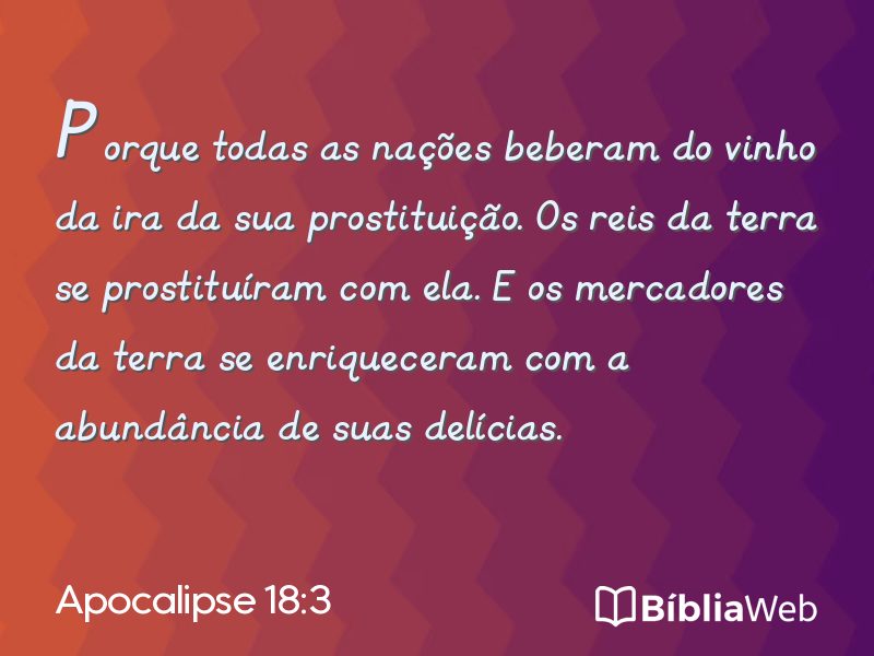 Apocalipse 18:3 em imagem para compartilhar