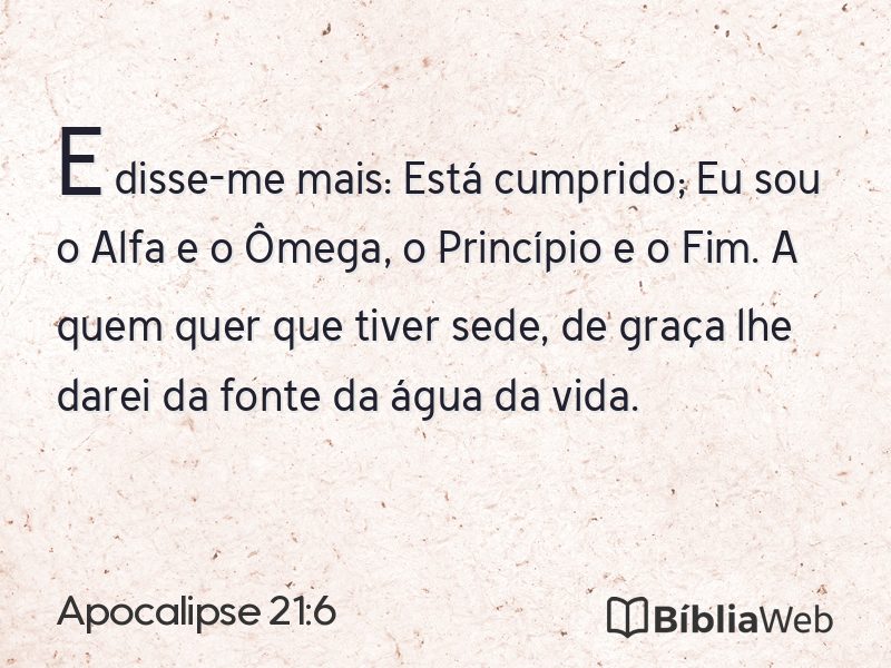 Apocalipse 21:6 em imagem para compartilhar