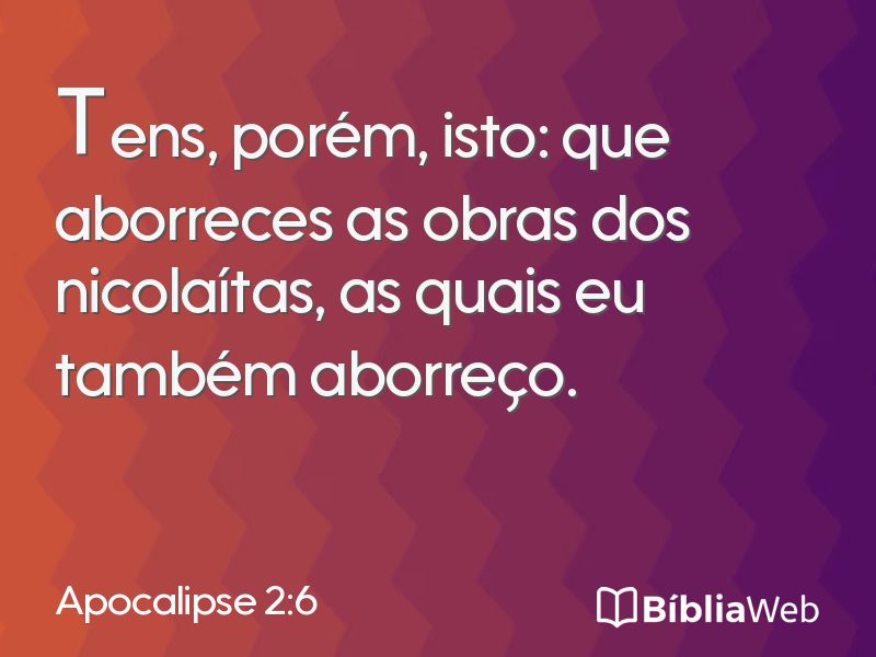 Apocalipse 2:6 em imagem para compartilhar