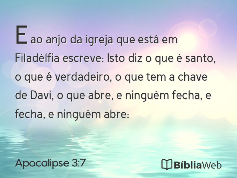 Apocalipse 3:7 em imagem para compartilhar
