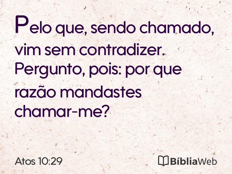 Atos 10:29 em imagem para compartilhar