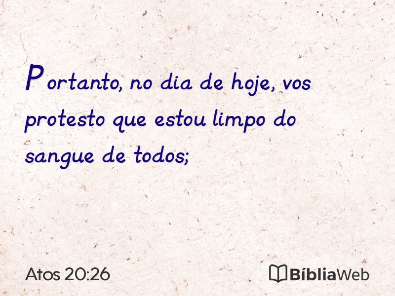 Atos 20:26 em imagem para compartilhar