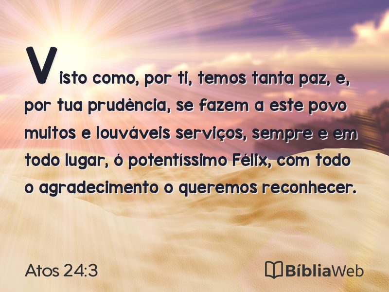 Atos 24:3 em imagem para compartilhar