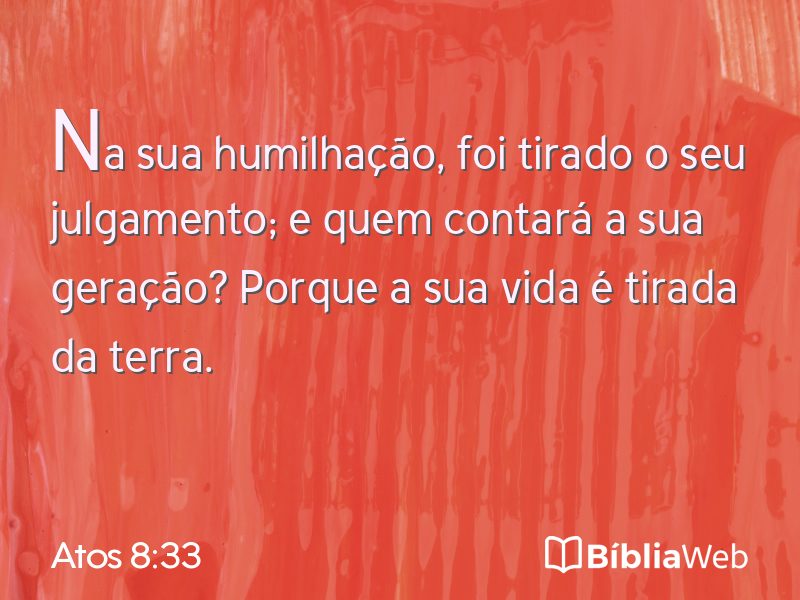 Atos 8:33 em imagem para compartilhar