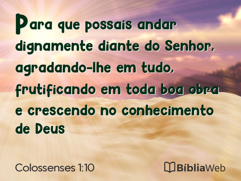 Colossenses 1:10 em imagem para compartilhar