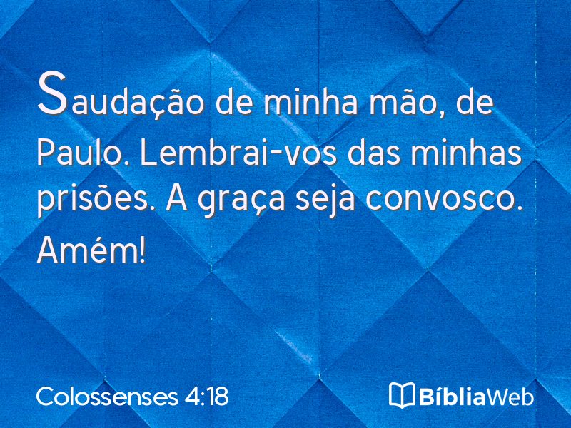 Colossenses 4:18 em imagem para compartilhar