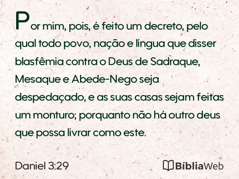 Daniel 3:29 em imagem para compartilhar