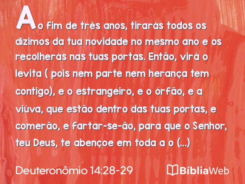 Deuteronômio 14:28-29 em imagem para compartilhar