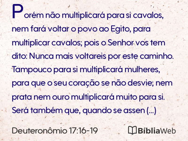 Deuteronômio 17:16-19 em imagem para compartilhar