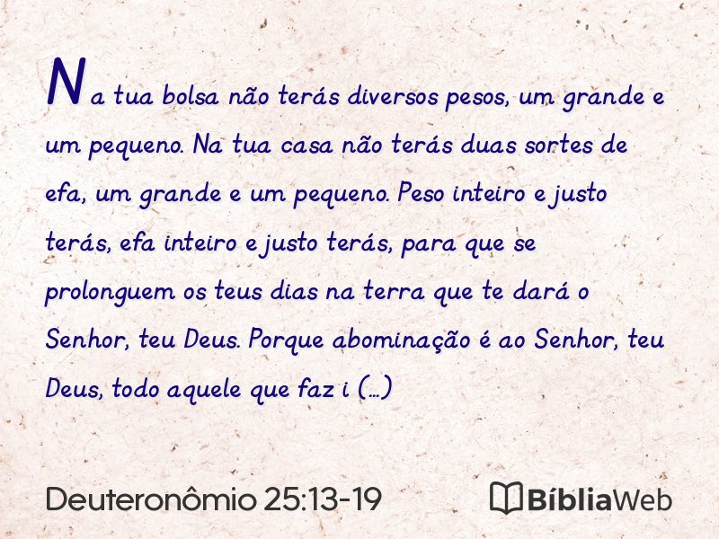 Deuteronômio 25:13-19 em imagem para compartilhar