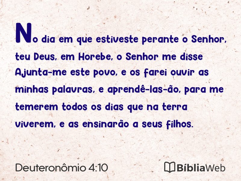 Deuteronômio 4:10 em imagem para compartilhar